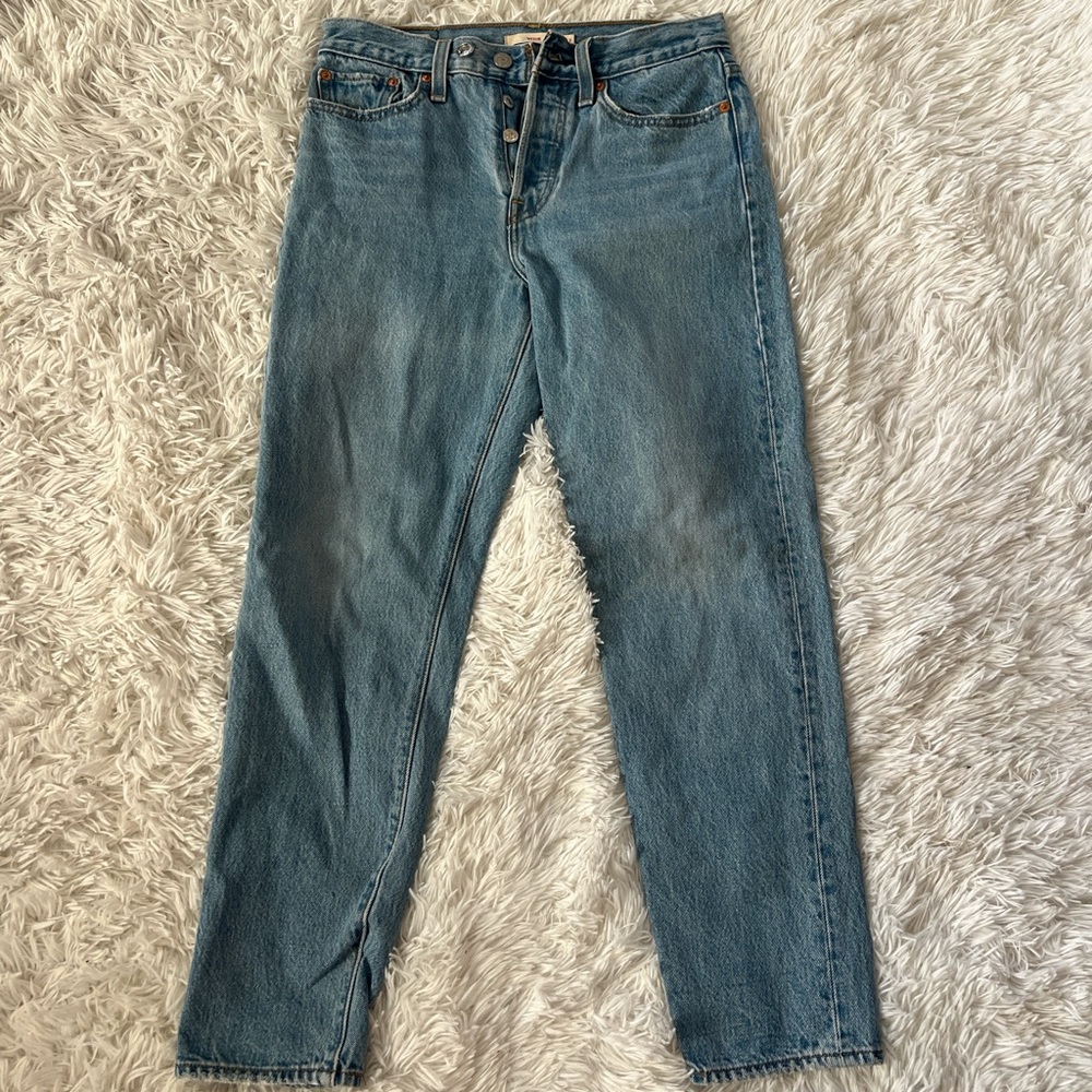 Classic High-Rise Wedgie Straight Leg Denim Jeans - Blue